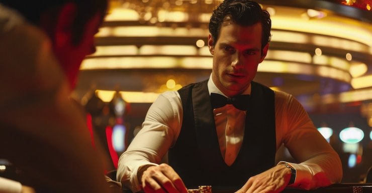 Close-up of dealer hands preparing Erek Erek game round